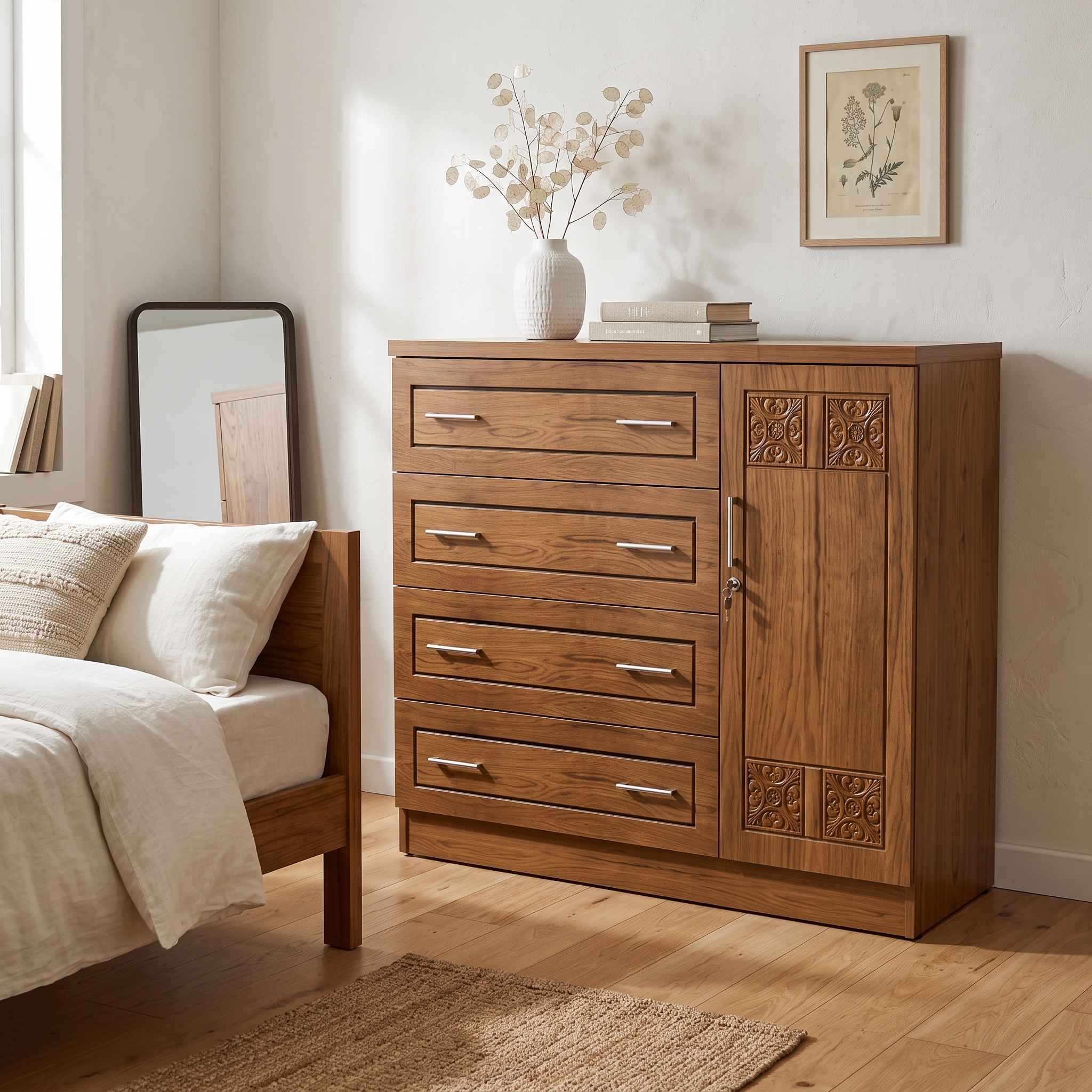 Modern Machine carved designed Wooden Dresser view 1
