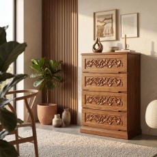 Beautifully Carved Drawere Wooden Chest of Drawers